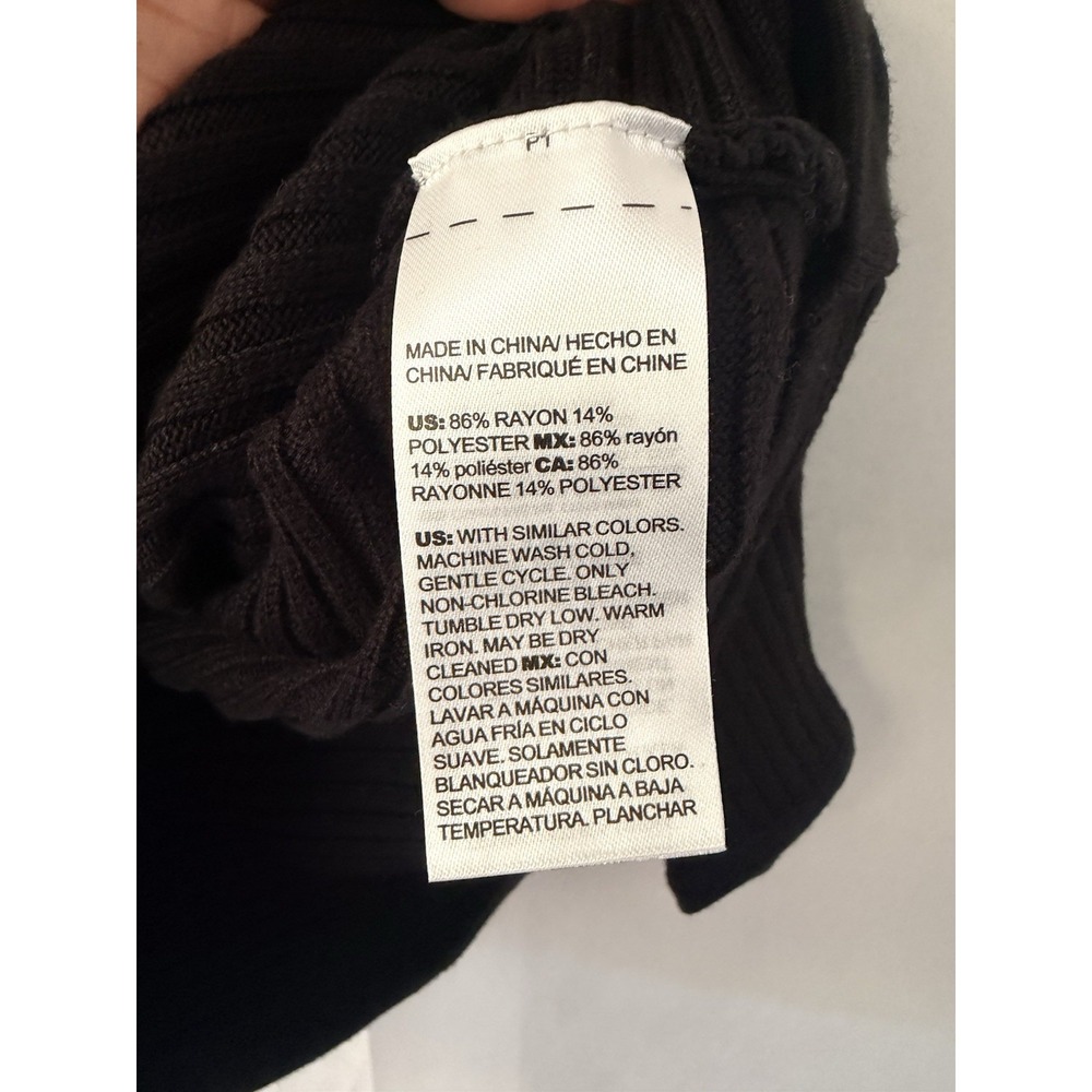 Chico Sweater Women's Black Ribbed Size Medium 3/4 Length Sleeve - Picture 4 of 8